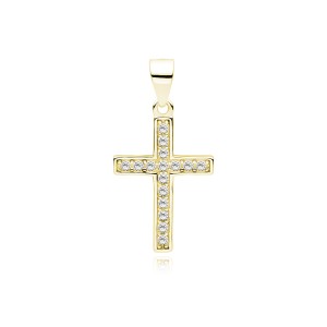 Pandantiv cruciulita argint placat cu aur galben cu pietre DiAmanti Z1625CG_W-DIA (Argint 925‰ 1,2 g.)